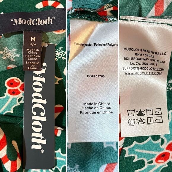 Modcloth Delightful Demeanor Christmas Blouse Candy Cane Green Red M NWT - Picture 10 of 11
